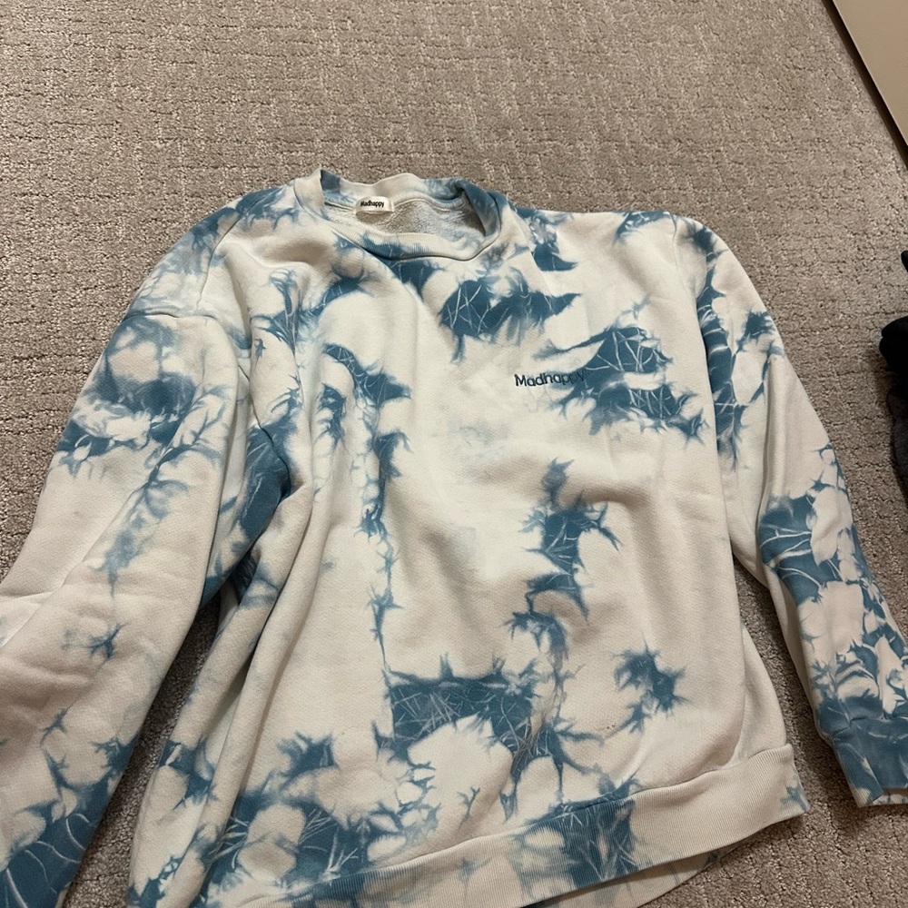 Adonna Blue and White Tie-Dye Men's Sweater